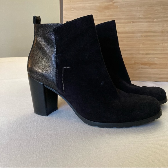 Paul Green Black Silver Suede Ankle Boots UK7.5 EU41 US 10 Heel Booties Austria - Picture 2 of 16